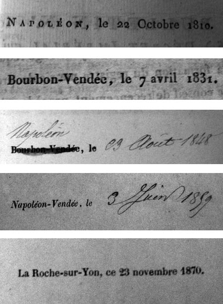La Roche sur Yon au fil du XIXe siècle, archives communales de St Germain-de-Prinçay, Vendée